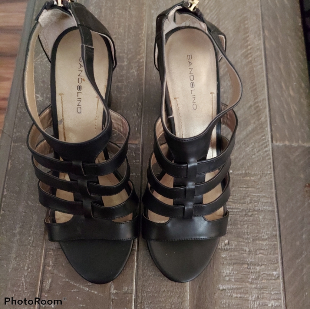 Bandolino Black Gladiator Heel Sandals 7.5m